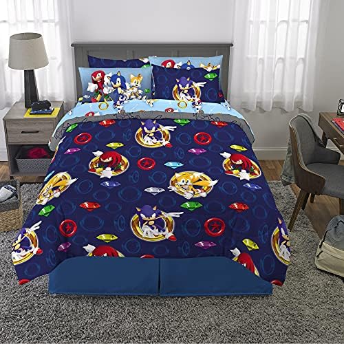 Franco Kids Bedding Super Soft Comforter and Sheet Set with Sham, 7 Piece Full Size, Sonic The Hedgehog