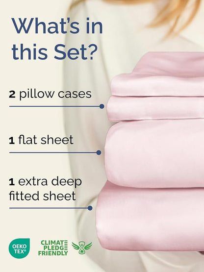 Extra Deep Twin Sheet Set - 4 Piece Breathable and Cooling Sheets - Hotel Luxury Bedding for Women, Men, Kids & Teens - Easy & Secure Fit - Soft and Wrinkle Free - Extra Deep Pockets - Lavender Pink