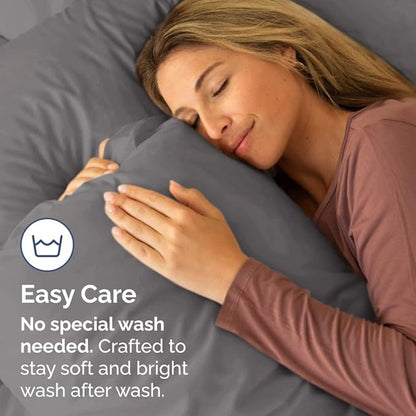 King Standard Pillow Cases Set of 4 - Soft Hotel Quality Pillowcase Covers - Comfy Bedding for Women, Men, Kids & Teens - Machine Washable Pillow Protectors - 4 Piece - King Standard Size Dark Grey