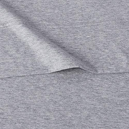 Amazon Basics Breathable, Stretchy 100% Cotton Jersey Knit 3 Piece Bed Sheet Set with Deep Pockets, Flat and Fitted Sheets, Pillowcase, Machine Washable, Twin, Light Gray, Solid