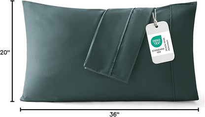 Bedsure King Size Pillow Cases Set of 2 - Forest Green Brushed Microfiber Pillowcases 2 Pack, Super Soft Pillow Case Cover with Envelope Closure for Kids, Wrinkle, Fade Resistant, 20x36 Inches