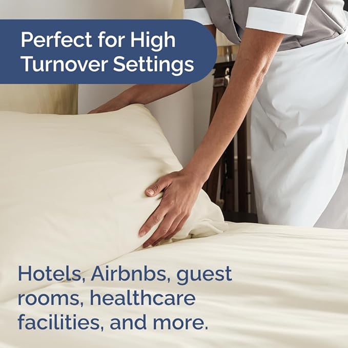 Bulk Case Pack of 16 Sheet Sets - (16) Complete Full Size Sheet Sets w/ Deep Pockets - Wholesale Bulk Bedding for Hotels, Spas & Airbnbs - Breathable, Cooling, Soft & Wrinkle Free - (Full, Off White)