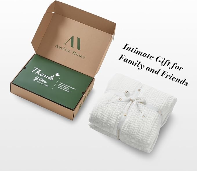 Amélie Home Waffle Cooling Comforter Queen Size, Q-Max 0.45 Reversible Lightweight Cooling Blanket for Hot Sleepers, Breathable Bedding for Night Sweats, 90"x90", White