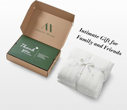 Amélie Home Waffle Cooling Comforter King Size, Q-Max 0.45 Reversible Lightweight Cooling Blanket for Hot Sleepers, Breathable Bedding for Night Sweats, 106"x90", White