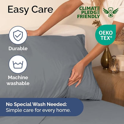 Twin XL Size 3 Piece Sheet Set - Comfy Breathable & Cooling Bed Sheets Set - Hotel Luxury Bedding for Women, Men, Kids, Teens, Boys & Girls - Deep Pockets, Soft, Wrinkle Free - Oeko-Tex - Steel Blue