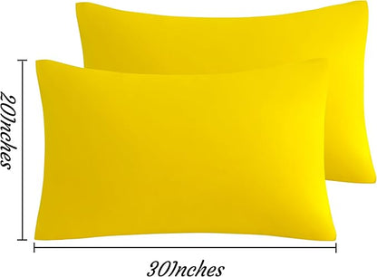 NTBAY Queen Pillow Cases Set, 2 Pack Brushed Microfiber 20x30 Inches, Soft, Wrinkle, Fade, Stain Resistant Yellow Pillow Cases with Envelope Closure