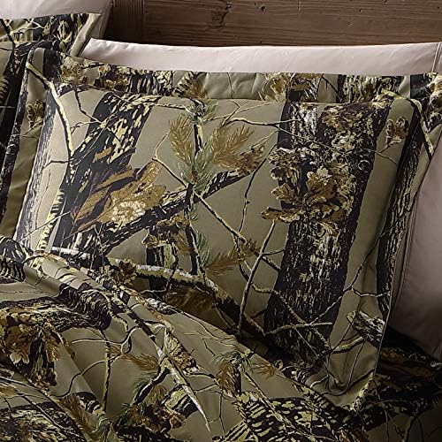Chezmoi Collection Salem 3-Piece Cabin Lodge Forest Woods Comforter Set - Nature Camo Tree Leaves Printed Soft Microfiber Bedding - Natural, Full