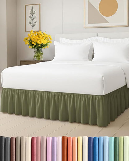 Bedskirt Queen Size Ruffle - 12 inch Drop Dust Ruffle Bed Skirt with Platform - Soft, Easy Fit, Premium Hotel Quality - Wrinkle, Fade & Shrink Resistant - for Women, Men, Kids and Teens - Sage Green