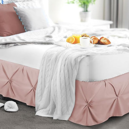 Nestl Blush Pink Bed Skirt Full Size, Pinch Pleat Full Bed Skirt, 14" Inch Drop Full Bedskirt, Hotel Quality Blush Pink Bed Skirts, Premium Microfiber Bedskirt for Full Bed, Blush Pink Full Bed Skirt