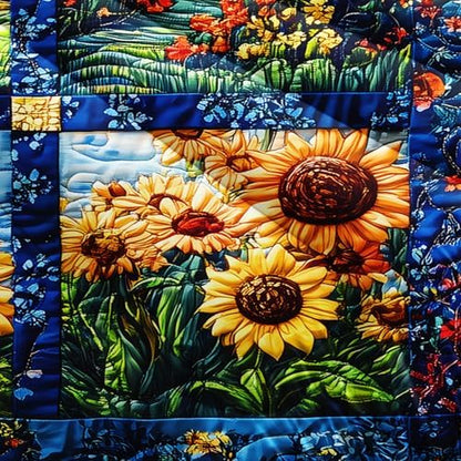 Yellow Sunflower Queen Size Comforter Set，Bedding Queen Size Quilts Sunflower，Rustic Farmhouse Bedroom Set Bedding Set，with 1 Comforter with 2 Pillow Case