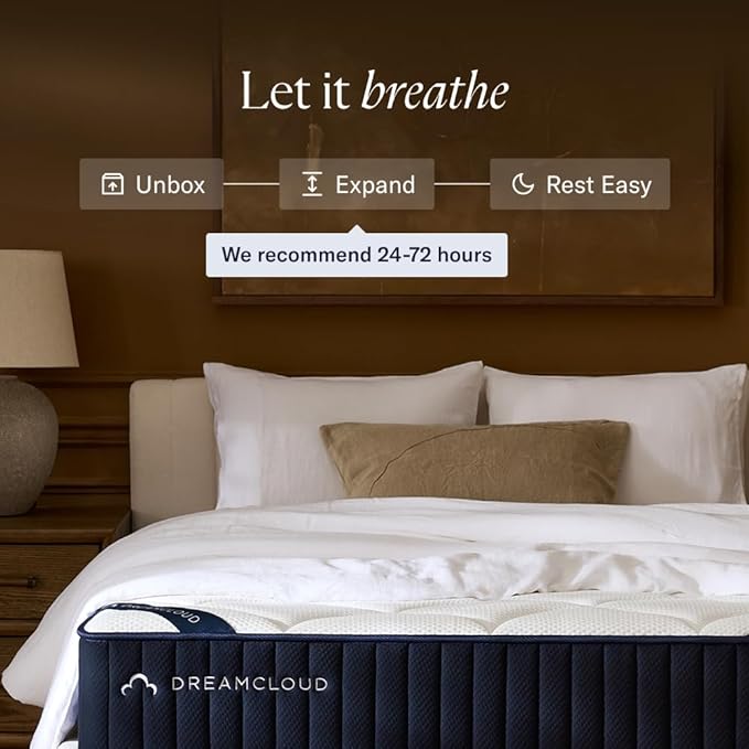 DreamCloud Ultra 15" Queen Mattress - Luxury Hybrid Gel Memory Foam - 365 Night Trial - Back Pain Relief - Fiberglass Free - Forever Warranty - Mattress in a Box - CertiPUR-US® Certified