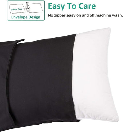 NTBAY King Pillowcase Set - 2 Pack Brushed Microfiber 20x40 Pillowcases - Soft, Wrinkle-Free, Fade-Resistant, Stain-Resistant, Black Pillowcases with Envelope Closure - 20x40 Inches, Black