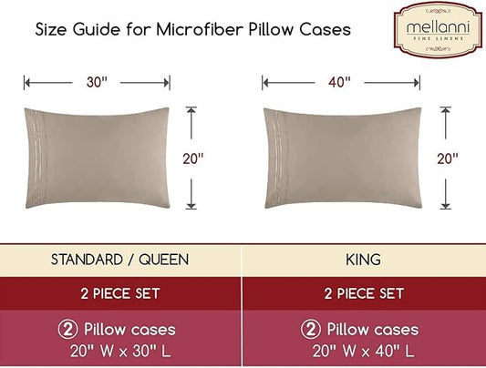 Mellanni Pillow Cases - Luxury, Extra Soft, Cooling Pillow Covers - 2 PC Iconic Collection Pillowcases - Envelope Closure (King 20"x40", Tan)