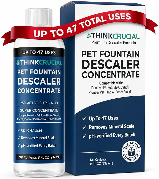 Think Crucial Pet Fountain Descaler – Drinkwell PetSafe Catit PETLIBRO – 47 Uses – 8 fl oz