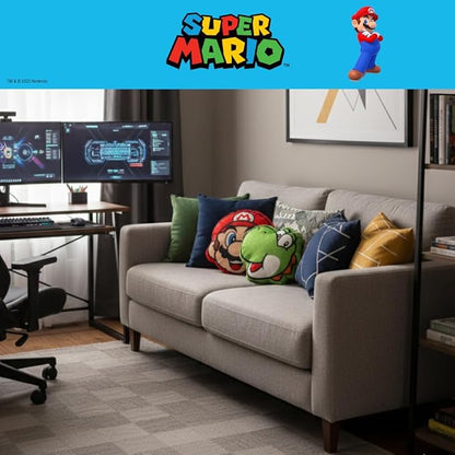Nintendo Super Mario Gaming Bedding Super Soft Plush Decorative Pillow, One Size, (Officially Licensed Product) by Franco
