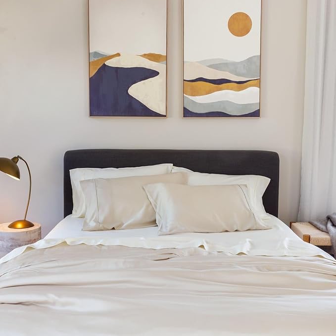 Olive + Crate Tencel Lyocell Eucalyptus Twin Sheets Set - Extra Long Sheet Set - Cooling Tencel Sheets for Hot Sleepers with 16 Inch Deep Pocket Fit - Spring Sage 3-Piece Set
