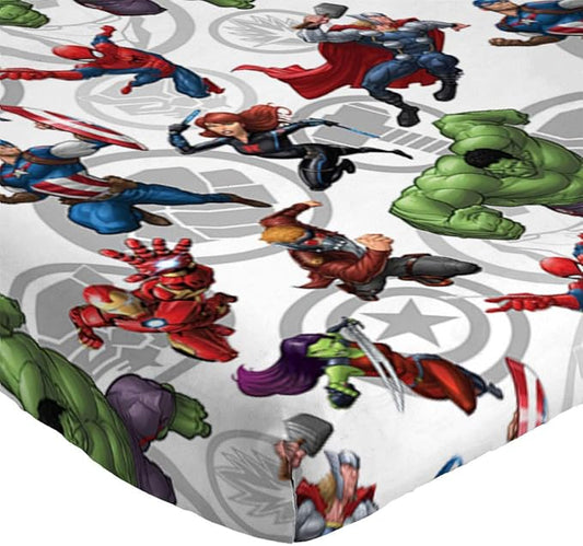 Jay Franco Kids Sheet Set with Fitted, Flat Sheets & Pillow Cover - Ultra-Soft Bedding with Pillowcase for Room Decor, Multi - Avengers, 3 Piece Twin