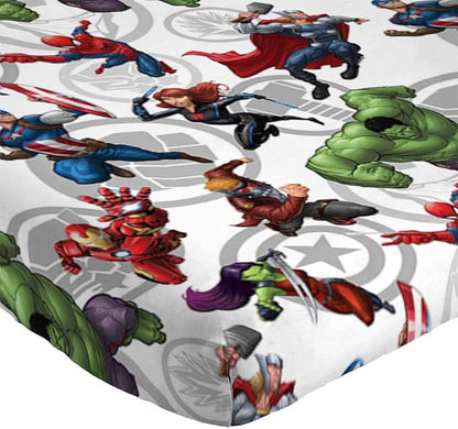 Jay Franco Kids Sheet Set with Fitted, Flat Sheets & Pillow Cover - Ultra-Soft Bedding with Pillowcase for Room Decor, Multi - Avengers, 4 Piece Full