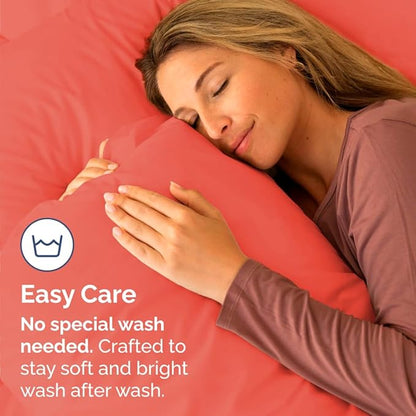 King Standard Pillow Cases Set of 4 - Soft Hotel Quality Pillowcase Covers - Comfy Bedding for Women, Men, Kids & Teens - Machine Washable Pillow Protectors - 4 Piece Set - King Standard Size Coral