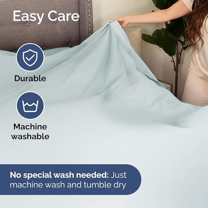 Bulk Case Pack of 16 Sheet Sets - (16) Complete Twin XL Size Sheet Sets w/ Deep Pockets - Wholesale Bulk Bedding for Hotels, Spas & Airbnbs - Breathable, Cooling & Wrinkle Free - (Twin XL, Ice Blue)