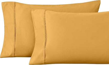 Superior 1200-Thread Count Egyptian Cotton Solid Pillowcase Set, Dijon, King