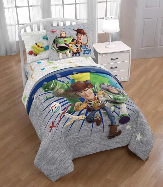 Jay Franco Disney Pixar Story 4 All The Toys Twin Bed Set, Blue