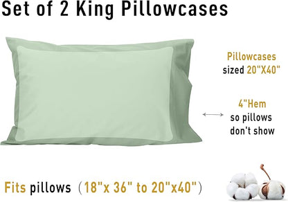 Sunflower King Pillowcases Set of 2, 100% Cotton King Size Pillow Cases 2, 20×40 inches Swamp, Soft and Breathable