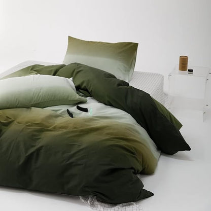 Luxlovery Dark Green Comforter Set King Army Green and White Bedding Set Gradient Color Bedding Set Soft Breathable Blanket Quilts Modern Olive Green Comforter Set