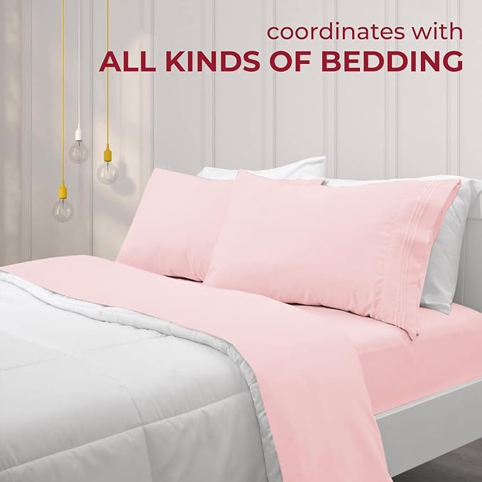 Mellanni Pillow Cases - Luxury, Extra Soft, Cooling Pillow Covers - 2 PC Iconic Collection Pillowcases - Envelope Closure (Standard/Queen 20" x 30", Blush Pink)