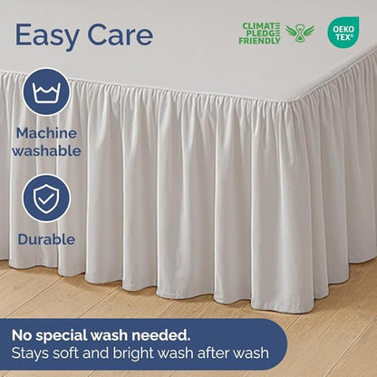 Bedskirt King Size Ruffle - 18 inch Drop Dust Ruffle Bed Skirt with Platform - Soft, Easy Fit, Premium Hotel Quality - Wrinkle, Fade & Shrink Resistant - for Women, Men, Kids and Teens - French Grey