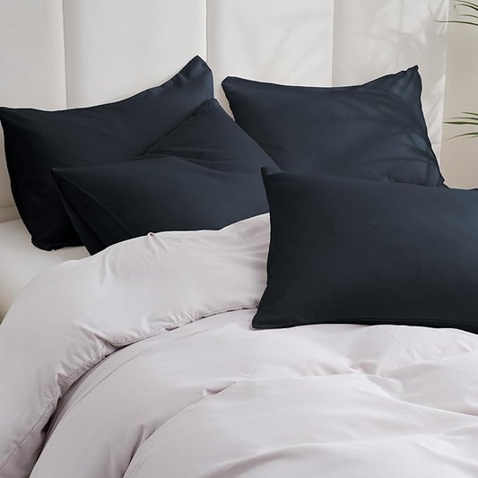 ZPECC Black Pillow Cases Standard Size Set of 4, 20x26 Envelope Closure Pillowcases, Soft Plain Brushed Microfiber Covers Hypoallergenic Breathable
