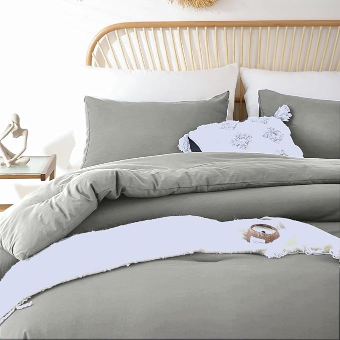 SDIII 3PCS Grey Twin Comforter Set with 2 Pillowcases, Soft Brushed Microfiber Lightweight Gray Comforter Twin, Hotel Luxury Gray Bedding Set