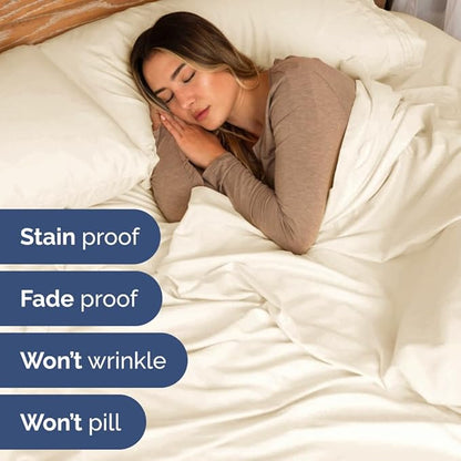 Full XL Bed Sheet - 4 Piece Full XL Bed Sheets Set - Soft, Breathable & Cooling - Hotel Luxury Bedding for Women, Men, Kids, Teens, Boys & Girls - Deep Pockets, Comfy, Fade & Wrinkle Free - Off White