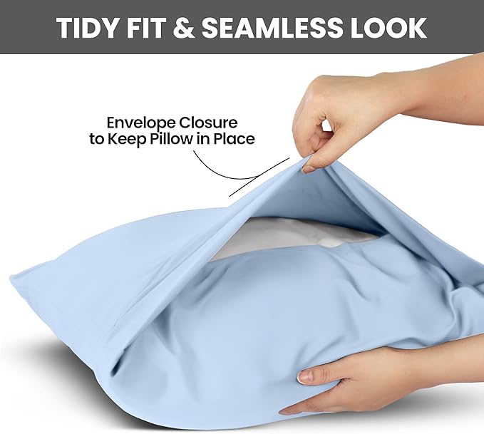Utopia Bedding Queen Pillow Cases - 2 Pack - Envelope Closure - Soft Brushed Microfiber Fabric - Shrinkage and Fade Resistant Pillow Covers Queen Size 20 X 30 Inches (Queen, Ice Blue)