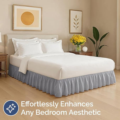 Bedskirt Twin Size Ruffle - 12 inch Drop Dust Ruffle Bed Skirt with Platform - Soft, Easy Fit, Premium Hotel Quality - Wrinkle, Fade & Shrink Resistant - for Women, Men, Kids and Teens - Steel Blue
