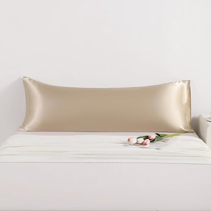NTBAY Satin Body Pillowcase for Hair and Skin, Luxurious and Silky Pillow case with Envelope Closure, 20x54 Inches, Taupe