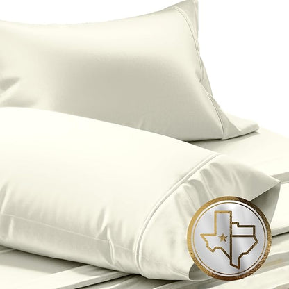 TEXAS LINEN CO. 100% Egyptian Cotton Standard/Queen Size Pillow Cases Set of 2-1000 Thread Count Pillow Cover - Soft, Breathable & Cooling Sand Pillowcases Set of 2 for Standard/Queen Pillows