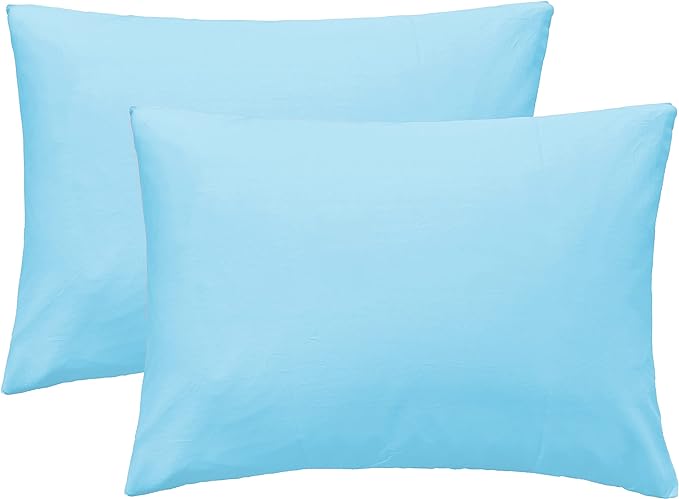 iMaylex Soft 100% Egyptian Cotton Zipper Closure Pillowcases, Cozy and Lightweight Pillow Case, Set of 2, Light Blue, Queen, 20" x 30"