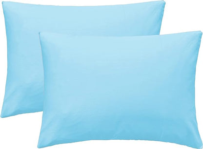 iMaylex Soft 100% Egyptian Cotton Zipper Closure Pillowcases, Cozy and Lightweight Pillow Case, Set of 2, Light Blue, Queen, 20" x 30"