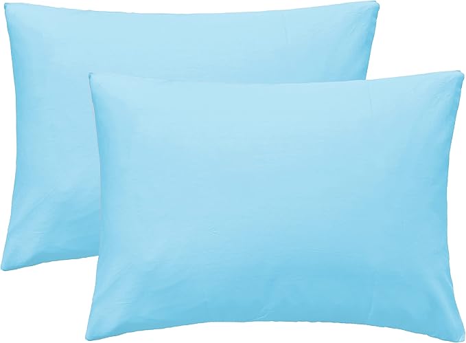 iMaylex Soft 100% Egyptian Cotton Zipper Closure Pillowcases, Cozy and Lightweight Pillow Case, Set of 2, Light Blue, King, 20" x 36"