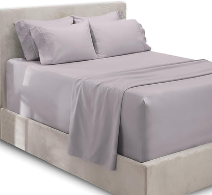 Hearth & Harbor Extra Deep Pocket Sheets - Fits Mattress 18-24 Inches Deep - Extra Deep Pocket Full Size Sets - 6 Piece Full Size - Full - Light Lavender
