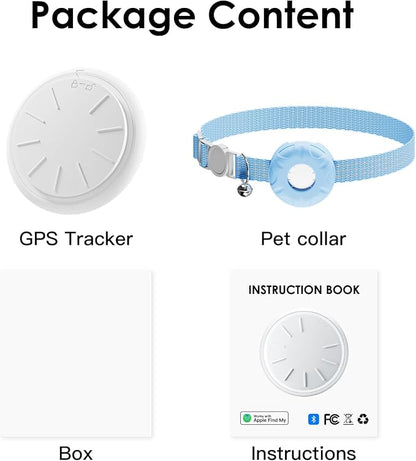 GPS Tracker for Cats,Real-Time Location Cat Tracker, Pet Tracker with Cat Collar,Compatible with Apple Find My App (Only iOS),No Monthly Fee, 367-Day Battery Life,Anti-Lost Device (Blue)