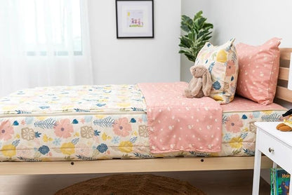 Beddy's Flower Blossoms Girls Durable Zipper Bedding for Kids, Bed in a Bag, Floral Sheets and Comforter, Easy to Make and Wash, Includes Pillowcase and Pillow Sham, Super Soft All Season
