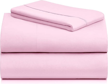 LuxClub 3 PC Twin Sheet Set, Deep Pockets Wrinkle Free Cooling Bed Sheets Hotel Bedding for Women, Men, Kids & Teens, Includes 1 Fitted Sheet, 1 Flat Sheet and 1 Pillowcase-Silky Soft Powder Pink