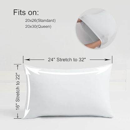 2-Pack Stretch Pillow Cases - Jersey Knit & Envelope Closure Pillowcases with Ultra Soft T-Shirt Like Polyester Blend - Suitable for Queen or Standard Size Set of 2, Light Blue