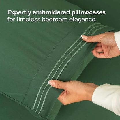 Full XL Bed Sheet - 4 Piece Full XL Bed Sheets Set - Soft, Breathable & Cooling - Hotel Luxury Bedding for Women, Men, Kids, Teens, Boys & Girls - Deep Pockets, Fade and Wrinkle Free - Emerald Green