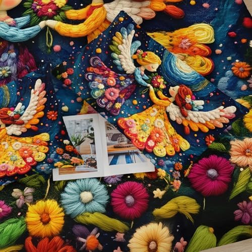 Colorful Fairytale Style Comforter Set for Kids，Galaxy Floral Girls Twin Bedding Set，with 1 Comforter with 2 Pillow Case，Fairytale Bedroom Decor Kids