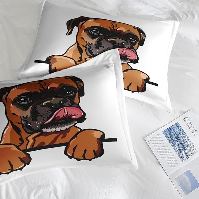 Comforter Set Full Size, Dog Funny Family 7 Pcs Bedding for Kids and Adults, Animal Cute Boxer Bed Sheet Sets with Fitted Sheet 2 Pillowcases & 2 Shams for Bedroom Bed Decor