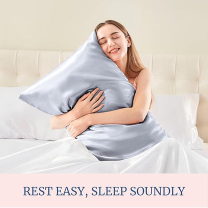 BEDELITE Satin Pillowcase for Hair and Skin, Super Soft Similar to Silk Pillow Cases 4 Pack with Envelope Closure, Cooling Pillowcases for Women Men (20"x30" Queen Size, Evening Haze)