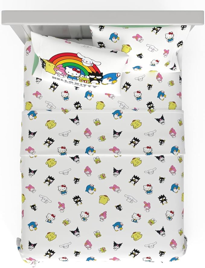 Collectibles Hello Kitty & Friends Bedding Super Soft Cozy Cotton 4 Piece Full Sheet Set, (Officially Licensed Product) By Franco